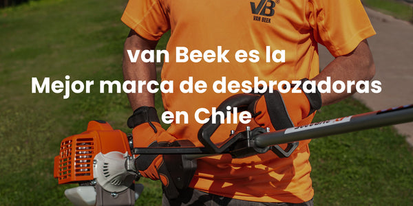 Trabajador de van Beek utilizando una desbrozadora, la cual, se ha considerado como la mejor marca en Chile.