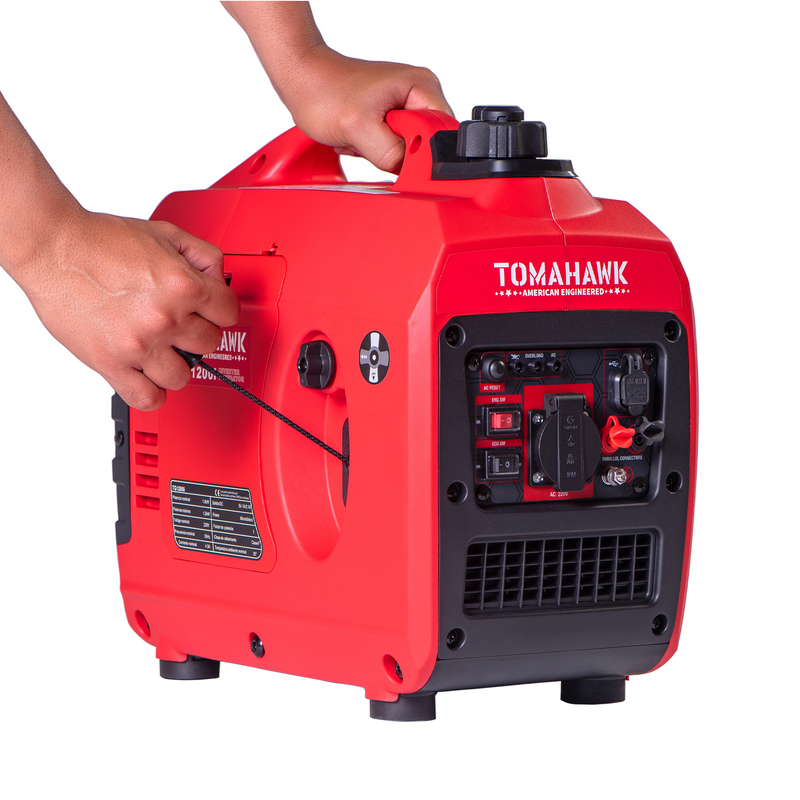 Generador Inverter de 1.2Kw super silencioso y portatil con AVR uso domiciliario Modelo TG1200i Tomahawk Power