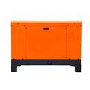 Vista trasera de generador eléctrico diésel van Beek de 15Kva insonorizado.