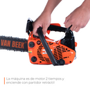 Detalle de arranque retráctil en motosierra a gasolina van Beek MSvB2500.