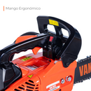 Mango ergonómico en motosierra a gasolina van Beek MSvB2500 para mayor control.