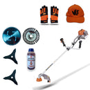 POWER PACK Orilladora Desbrozadora Profesional van Beek 3vB400 + Discos de cortes, Aceite, Gorro y Guantes