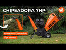 Video de YouTube explicando el proceso de Chipeado con una máquina a motor color naranja de marca van Beek especializada en jardinería.