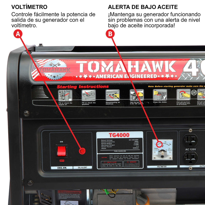 Generador 3.5Kva Tomahawk Power TG3500A - Bomba Pozo Profundo delEstero de 4 Pulgadas, 1,0 HP y 220 volts, cable de 25 metros