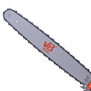 Fotografía con fondo blanco de una espada de motosierra van Beek con su respectivo logo centrado.